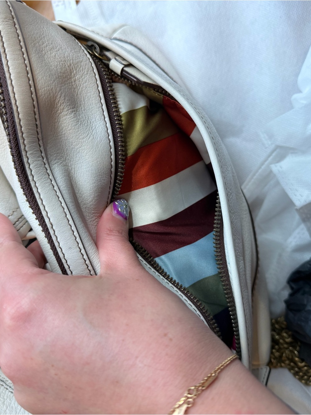 Coach White 65th Anniversary Legacy Leather Double-Front Pocket Shoulder Bag - Picture 11 of 13